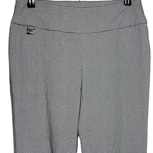 Lisette Pants Womens 4 Black White Ponte Knit Check Pull On Ankle Stretch Office - Picture 4 of 9